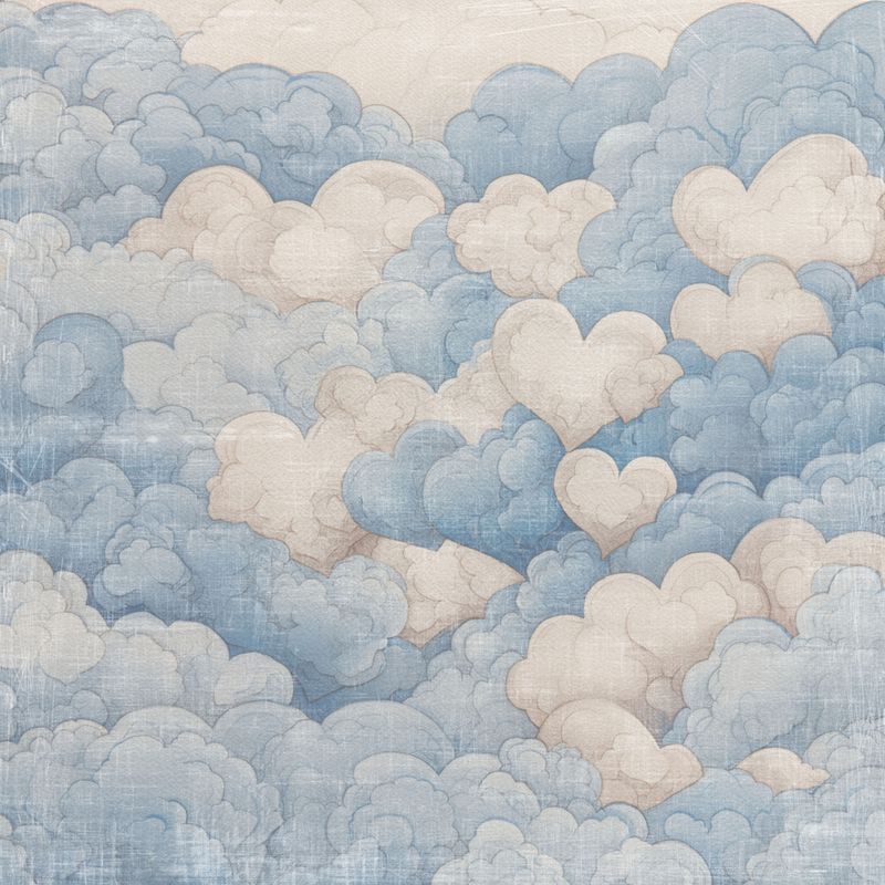 Happiness , Blue heart cloud- 12x12 