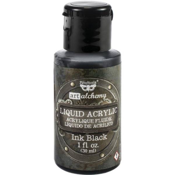 Finnabair Art Alchemy Liquid Acrylic Paint 1 Fluid Ounce Ink Bla