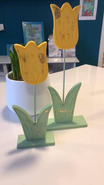 Tulipan, H: 31 cm, B: 13 cm, kryssfiner, 1stk., tykkelse 1 cm