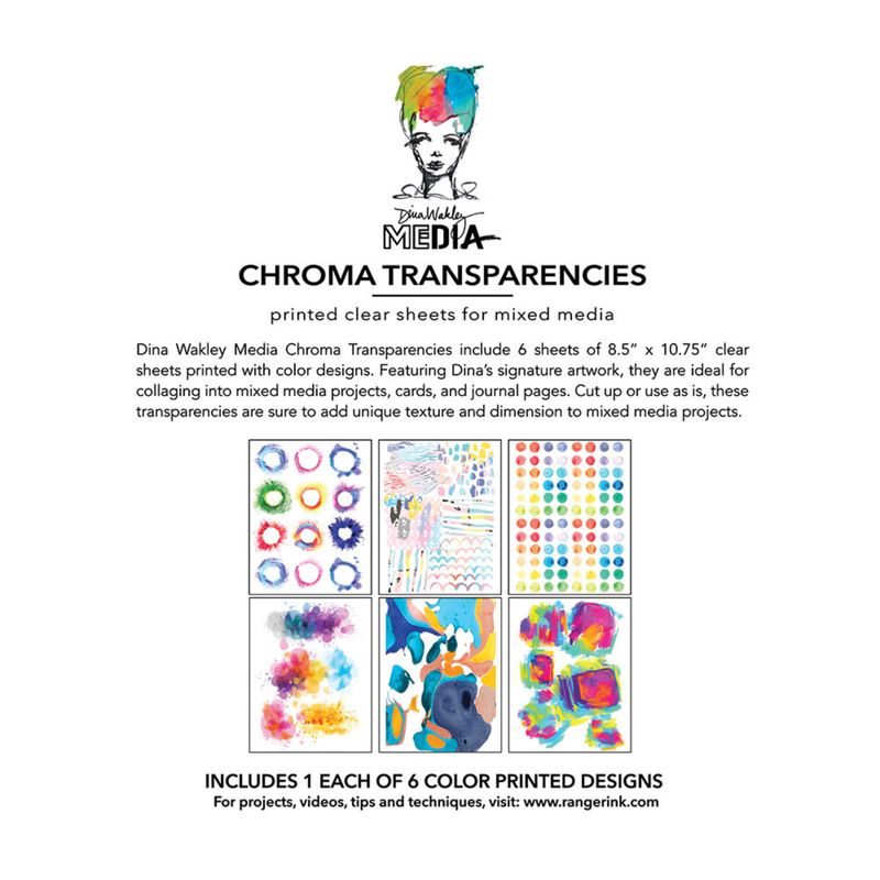 Dina Wakley MEdia Chroma Transparencies Painted Elements