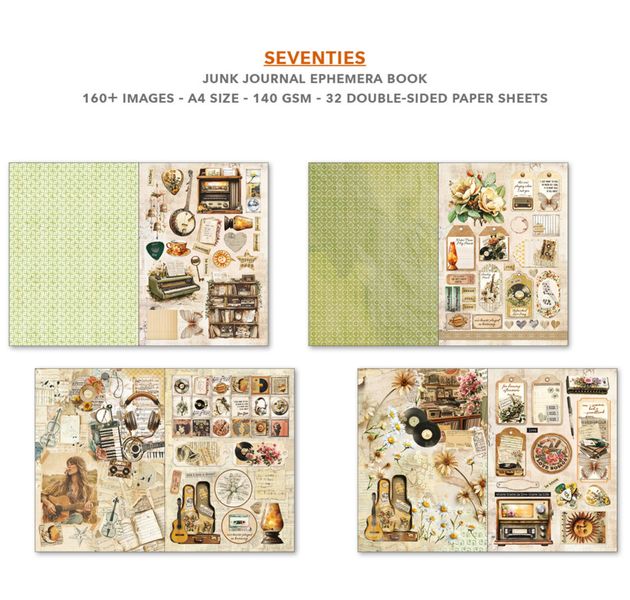 Seventies A4 Junk Journal Ephemera Book (32pcs) 