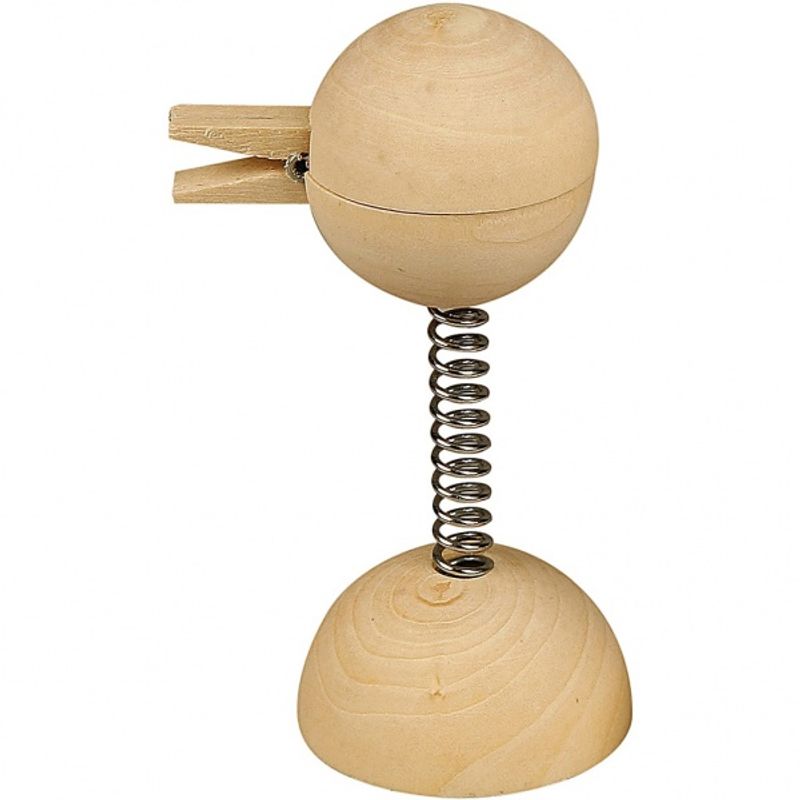 Huskeklype med fjær, dia. 4 cm, H: 10,5 cm, Kinesisk Bærtre, 
