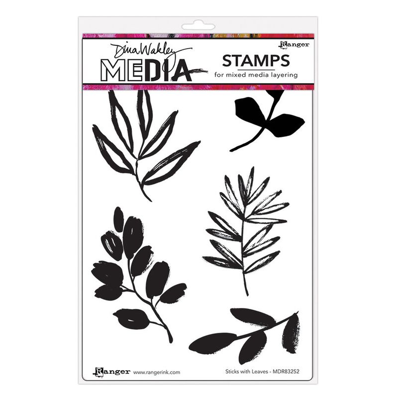 Dina Wakley MEdia Cling Stamps Sticks with Leaves