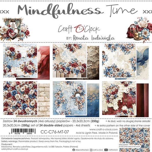 MINDFULNESS TIME - A SET OF PAPERS 20,3X20,3CM - MIX