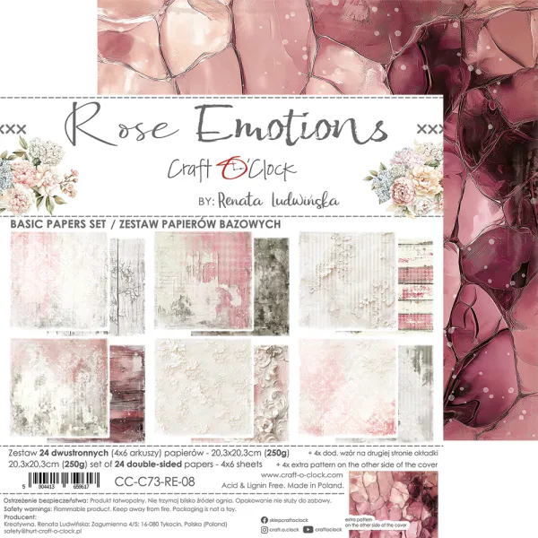 ROSE EMOTIONS - A SET OF PAPERS 20,3x20,3 - BASIC SET