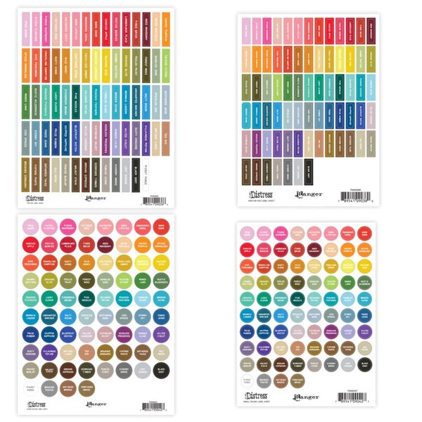 Tim Holtz Distress - Assortment Label Sheets - White print (4pcs) 