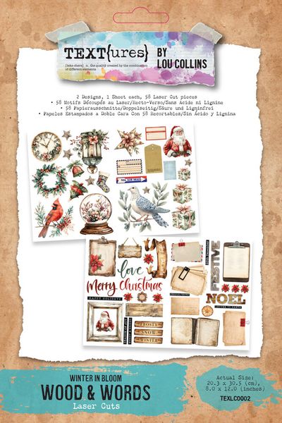 Winter in Bloom Laser Cuts Wood & Words (58pcs) by Lou Collins 