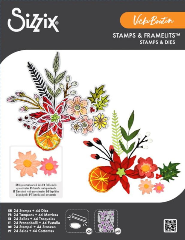 Clear Stamps w/ Framelits Die Winter Florals (24+44pcs) by Vicki Boutin