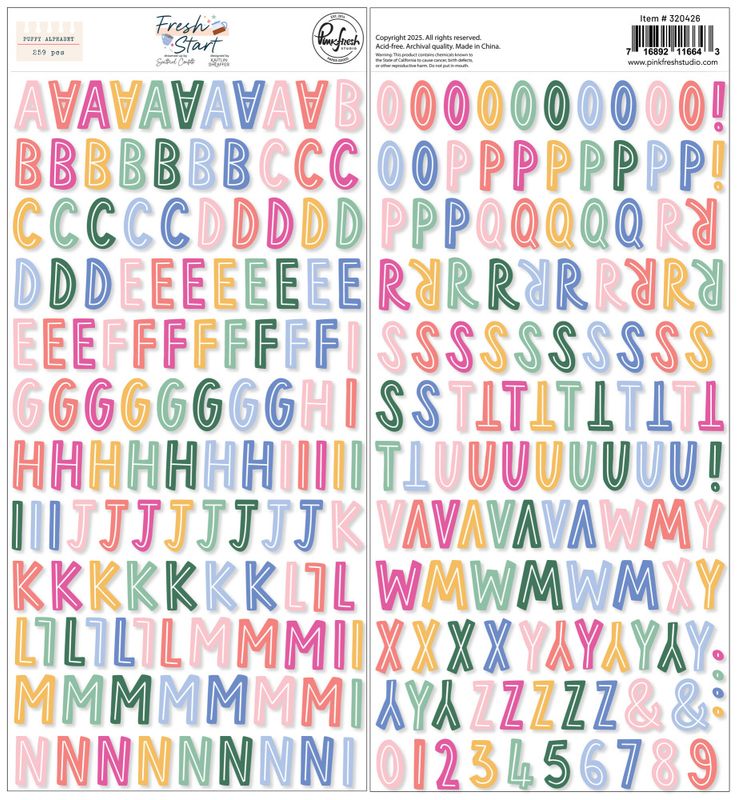 Fresh Start Puffy Alpha Stickers by Kaitlin Sheaffer