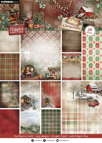 Cottage Christmas A4 Designer Paper Pad Background