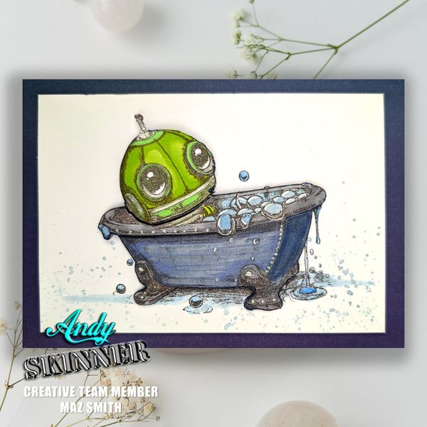 Andy Skinner Pre-Cut Rubber Stamp Botology Wash Your Worries Away