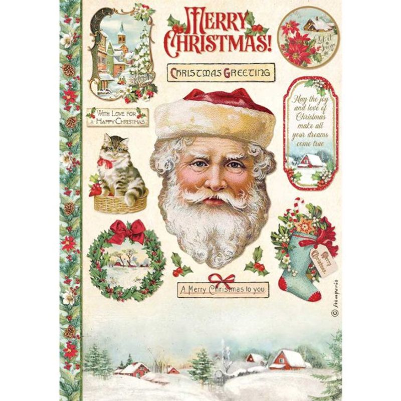 Stamperia Rice Paper Santa Claus, Classic Christmas