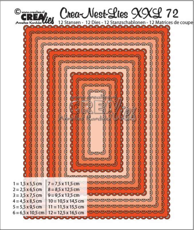 Crea-Nest-Lies XXL Dies No. 72 Rectangles with Open Scallop