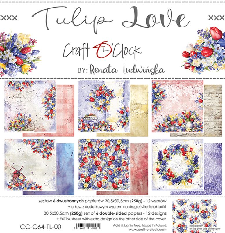 TULIP LOVE - A SET OF PAPERS 30,5X30,5CM