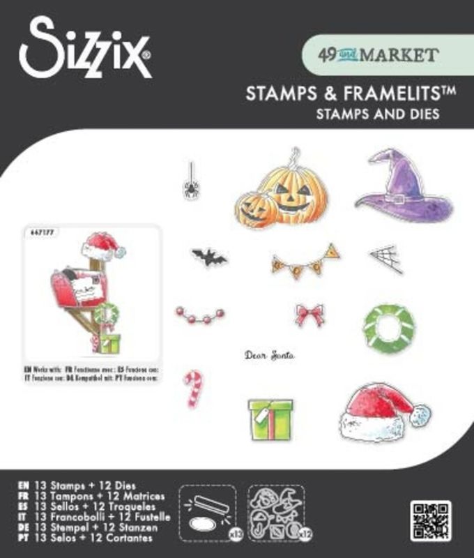 Clear Stamps Set w/Framelit Dies Holiday Drop (13+12pcs) by 49 & Market
