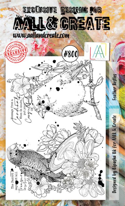 #800 - A6 STAMP - Feather besties