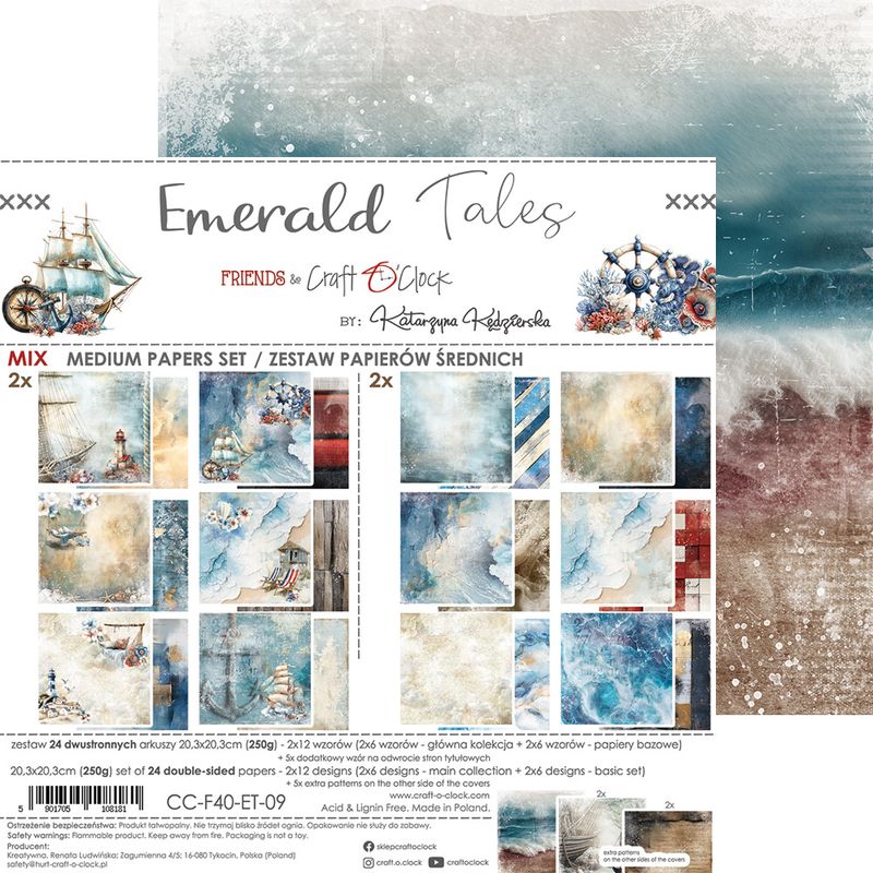EMERALD TALES - A SET OF PAPERS 20,3X20,3CM - MIX