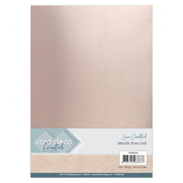 Linen Cardstock - Metallic Rose Gold (6pcs) - A4