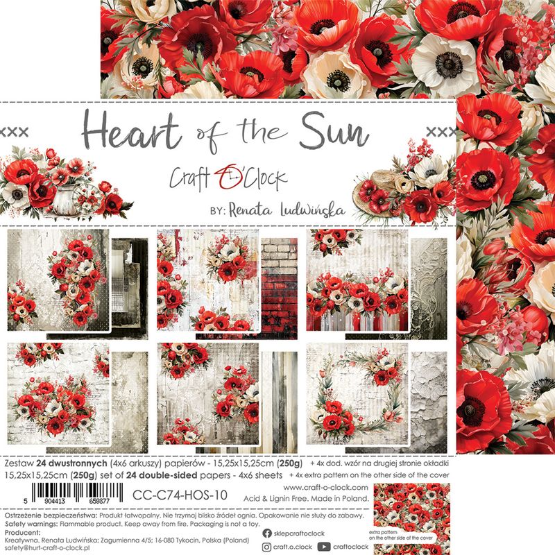 HEART OF THE SUN - SET OF PAPERS 15.25 x 15.25 cm