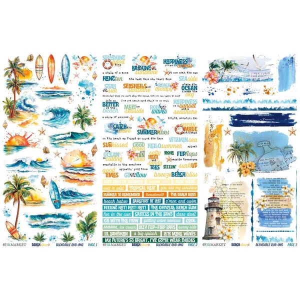 Beach Vibes - Rub-On Transfer Set 6"X12" 