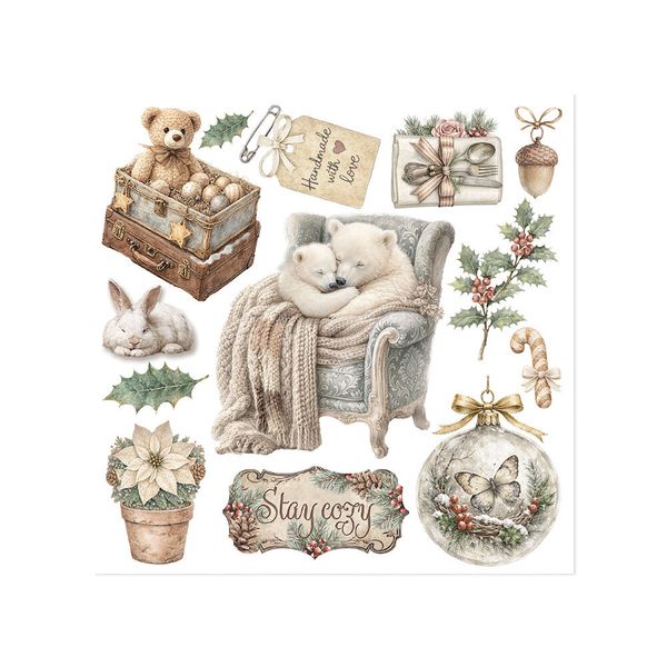 White Christmas Rub-On 15,5x15x5cm Assortment (6pcs) by Cristina Radovan