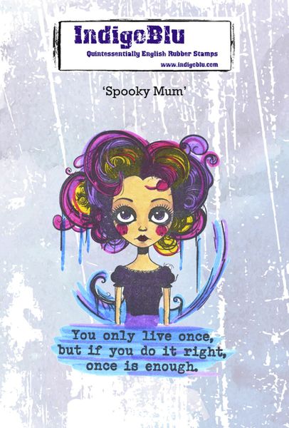 Spooky Mum A6 Red Rubber Stamp 