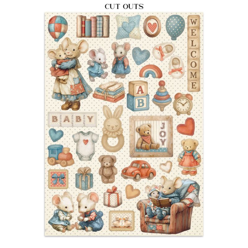 Baby Junk Journal Stickers, Backgrounds, Cut-Outs
