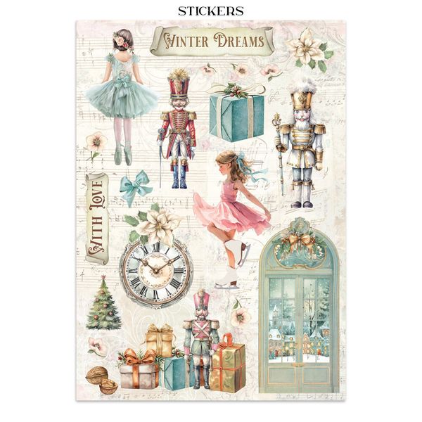 Winter Magic Junk Journal Stickers, Backgrounds, Cut-Outs