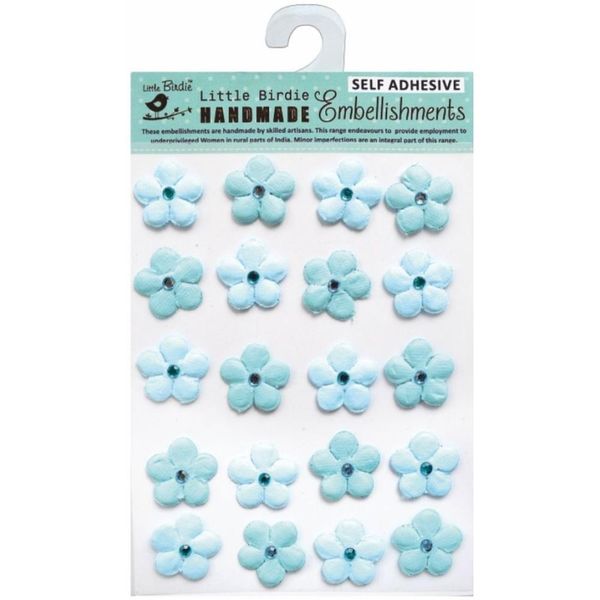 Little Birdie Embossed Jeweled Daisies 20/Pkg Blue