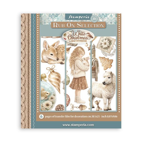 White Christmas Rub-On 20,5x23cm Assortment (6pcs) by Cristina Radovan 