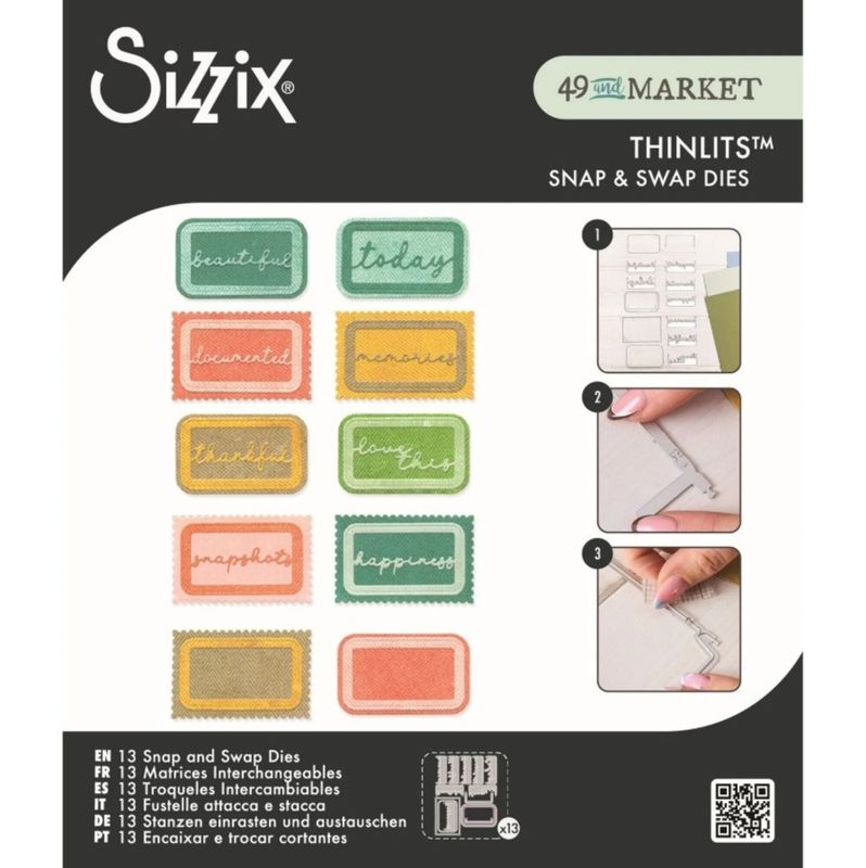 Sizzix/ 49 and Market - Snap & Swap - Thinlits Dies - Postage Label