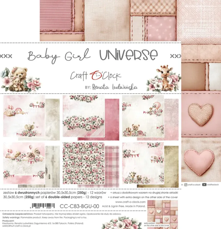 BABY GIRL UNIVERSE - A SET OF PAPERS 30.5 cm x 30.5 cm