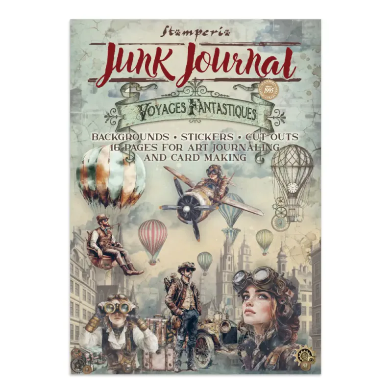 Voyages Fantastiques Junk Journal Stickers, Backgrounds, Cut-Outs 