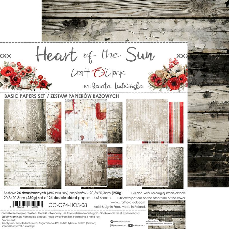 HEART OF THE SUN - BASIC PAPER SET  20,3 x 20,3 cm