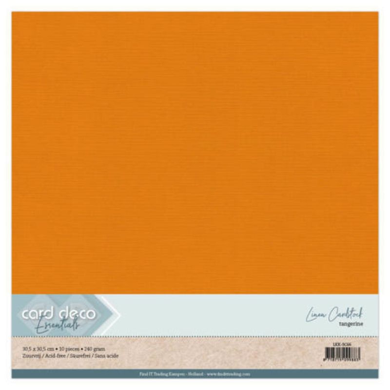 Linen Cardstock - Tangerine - 10 pk