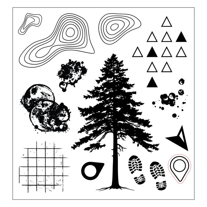 Clear Stamps Set w/ Stencils Set Outdoor Essentials (13+1pcs) by 49 & Market 