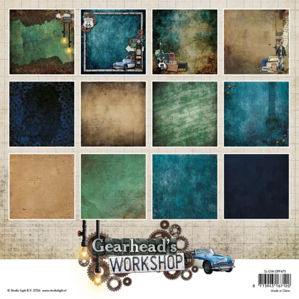 Gearhead's Workshop 8x8 Inch Designer Paper Pad Background