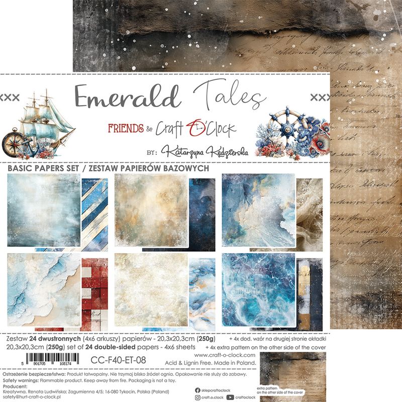 EMERALD TALES - A SET OF PAPERS 20,3X20,3CM - MIX
