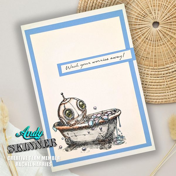 Andy Skinner Pre-Cut Rubber Stamp Botology Wash Your Worries Away