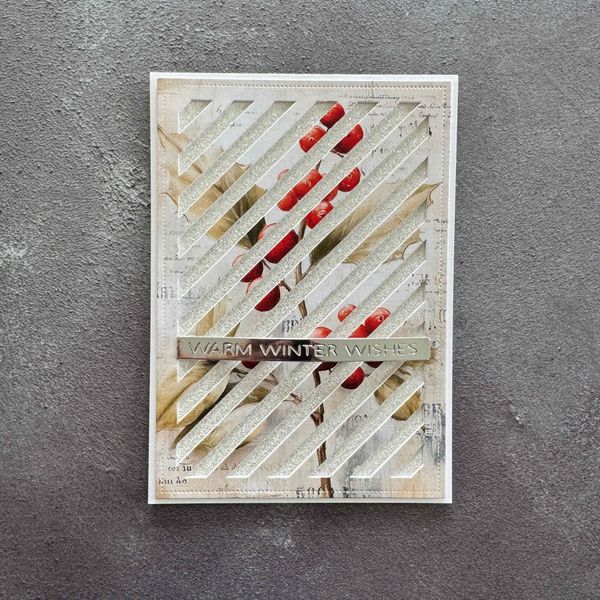 Rectangle Diagonal Striped Panel with Piercing A6 Dies - simple & basic